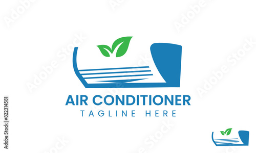 Eco Air Conditioner Logo Design Template For Fresh. Air Conditioning And Snowflake With Twist, Logo Template. Construction, Repair, And Installation Of Air Conditioners, Vector Design, Illustration.