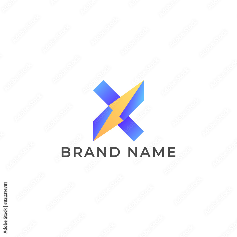 ILLUSTRATION LETTER X WITH LIGHTNING FLASH POWER GRADIENT BLUE ORANGE COLOR SIMPLE LOGO ICON TEMPLATE DESIGN VECTOR ILLUSTRATION LETTER X WITH LIGHTNING FLASH POWER GRADIENT BLUE ORANGE COLOR SIMPLE LOGO ICON TEMPLATE DESIGN VECTOR