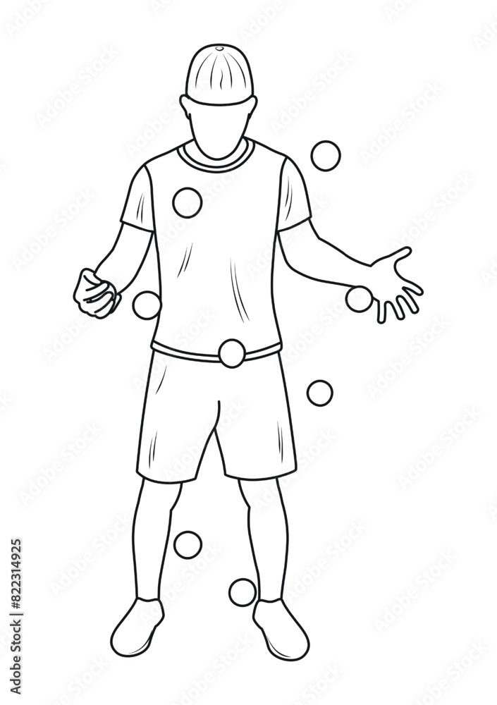 Sketch silhouettes of jugglers while juggling balls Sketch silhouettes of jugglers while juggling balls