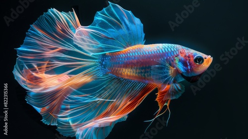 The Thai fighting fish boasts a stunning golden design adding a touch of elegance to its fierce nature, Generated by AI