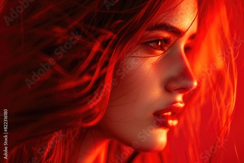 Bold Crimson Scene: Passionate Portraiture