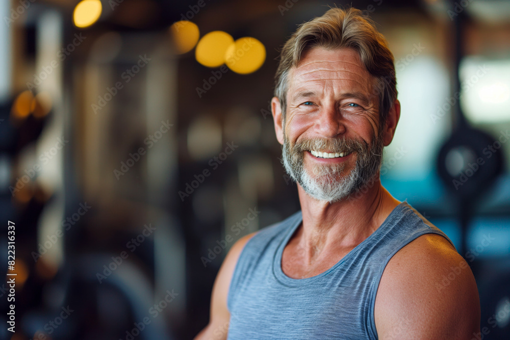 Smiling Muscular Man in Tank Top at the Gym Smiling Muscular Man in Tank Top at the Gym
