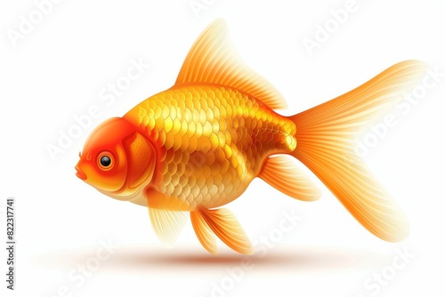 An illustration of a goldfish in a photorealistic style.