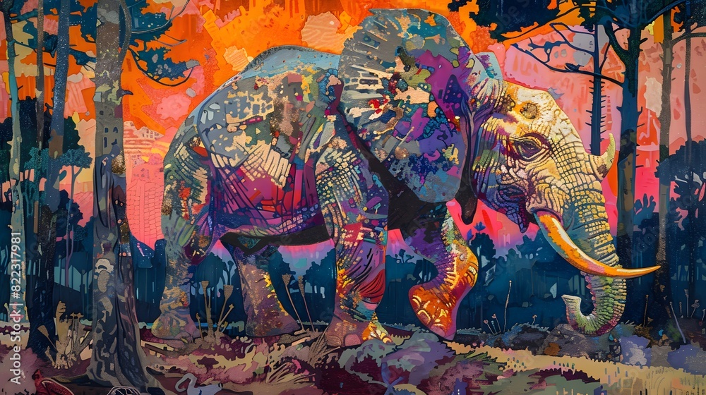 Is it a colorful elephant mural on a city wall, or a realistic elephant sculpture in a park?