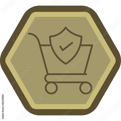 Secure Shopping Line Polygon Icon