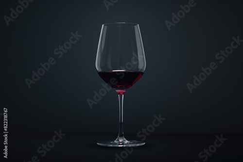 Minimalist Indulgence: Single Red Wine Glass in Dark Scene