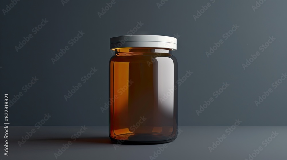 Serenity in Glass: A White-Lidded Jar on Table Serenity in Glass: A White-Lidded Jar on Table