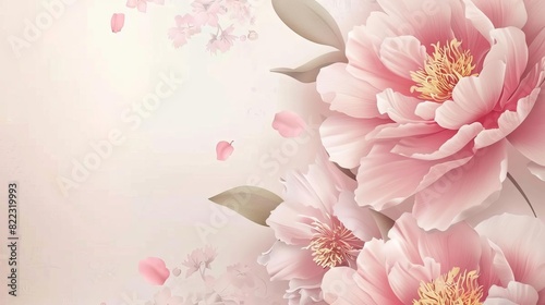 asian american and pacific islander heritage month banner with peony blossom vector illustration