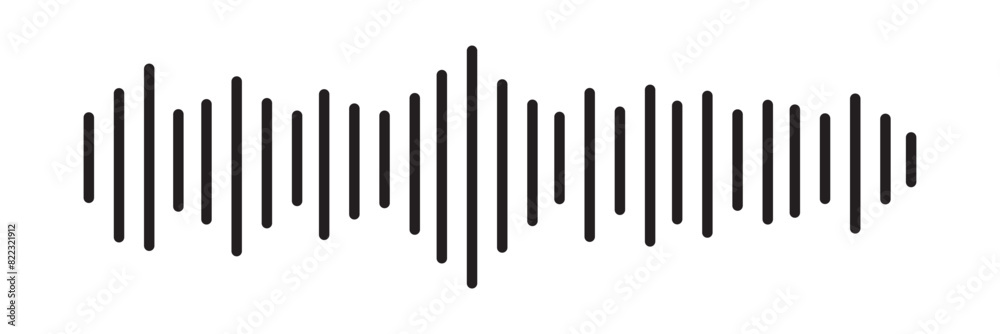 Sound / audio wave or soundwave line art vector icon for music apps and websites