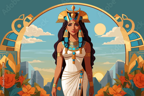 Hathor of a was a major goddess in ancient Egyptian religion illustration
