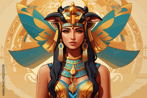 Hathor of a was a major goddess in ancient Egyptian religion illustration