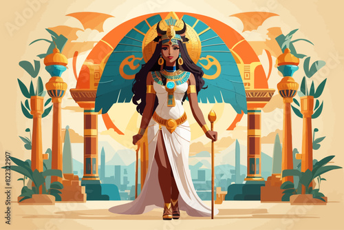 Hathor of a was a major goddess in ancient Egyptian religion illustration