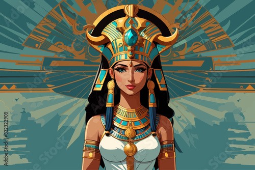 Hathor of a was a major goddess in ancient Egyptian religion illustration