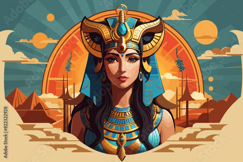 Hathor of a was a major goddess in ancient Egyptian religion illustration