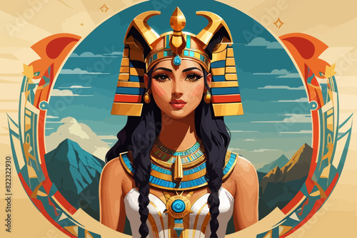 Hathor of a was a major goddess in ancient Egyptian religion illustration