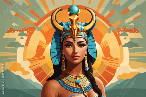 Hathor of a was a major goddess in ancient Egyptian religion illustration