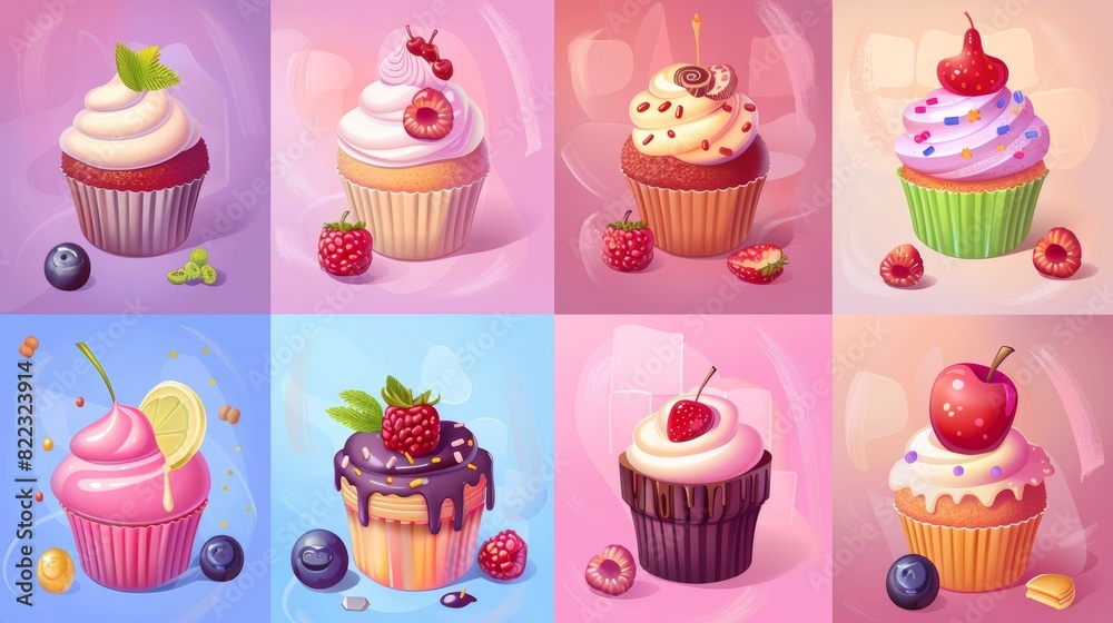 Illustration of sweet party posters, bakery or confectionery tasting events, invitation flyers with desserts, sweets, cakes, muffins, and cupcakes, cartoon modern ads. Illustration of sweet party posters, bakery or confectionery tasting events, invitation flyers with desserts, sweets, cakes, muffins, and cupcakes, cartoon modern ads.