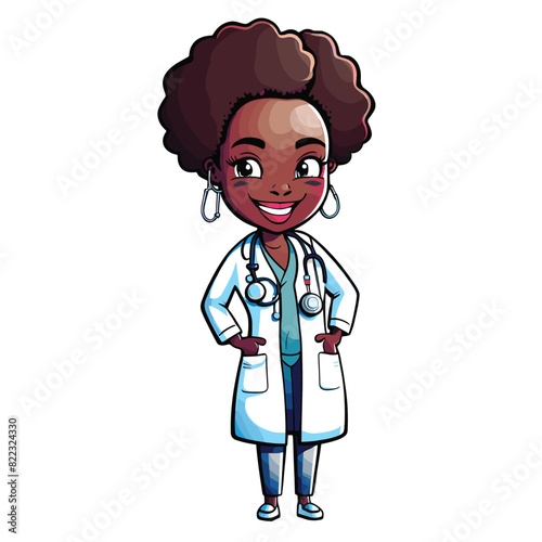 doctor with stethoscope african american caracter