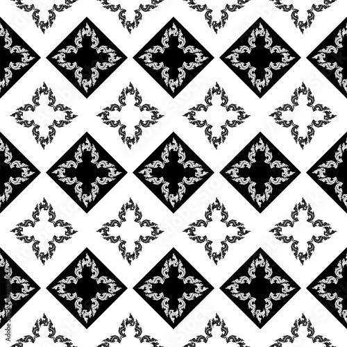 Oriental classic pattern. Seamless abstract black and white background