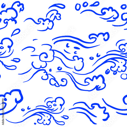 Seamless abstract pattern. Waves and scales in traditional style