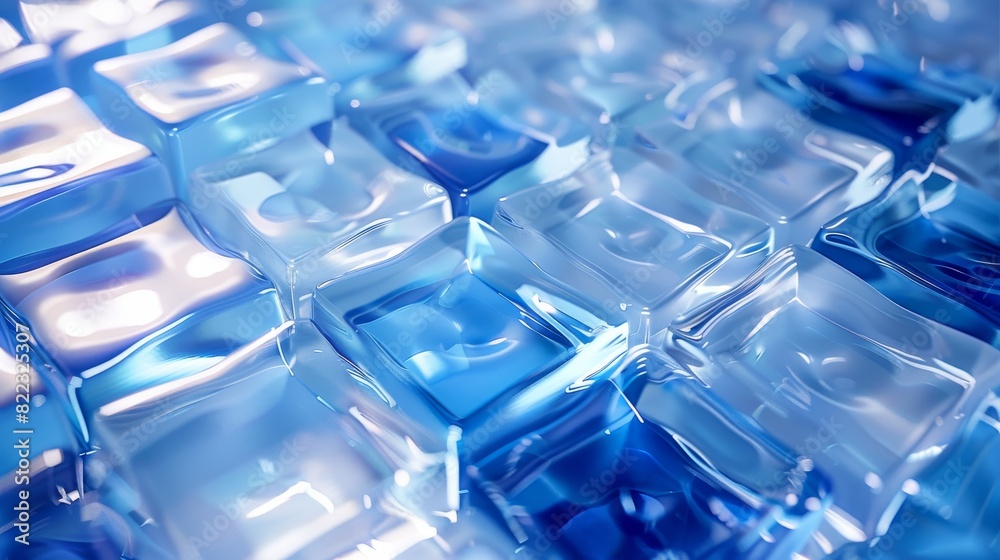 Uneven blue and white floating glass tiles, close up, extreme depth of field. Uneven blue and white floating glass tiles, close up, extreme depth of field.