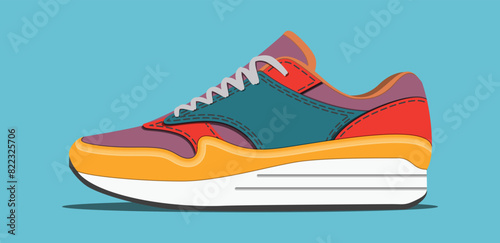 Vector sneakers shoes for training, running shoe vector illustration. Sport shoes color full.