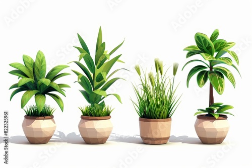 Featuring a plant shoot, potted houseplant, tree, grass, and 3D modern cartoon icons
