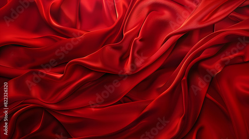 Realistic red silk top view background. Elegant and soft royal backdrop of shine flowing surface. Red luxurious background design. illustration