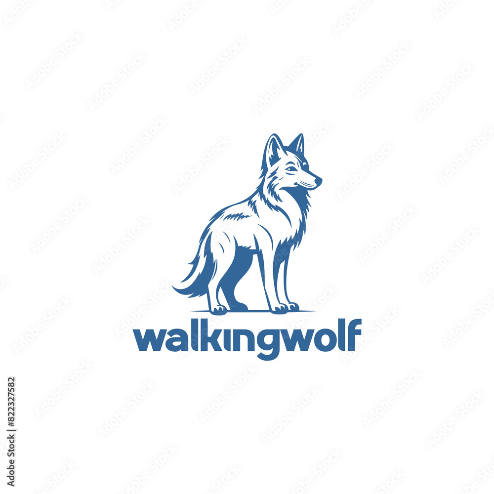 Walking wolf logo vector illustration