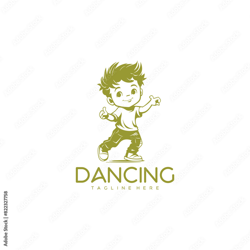 Cheerful kids logo vector illustration