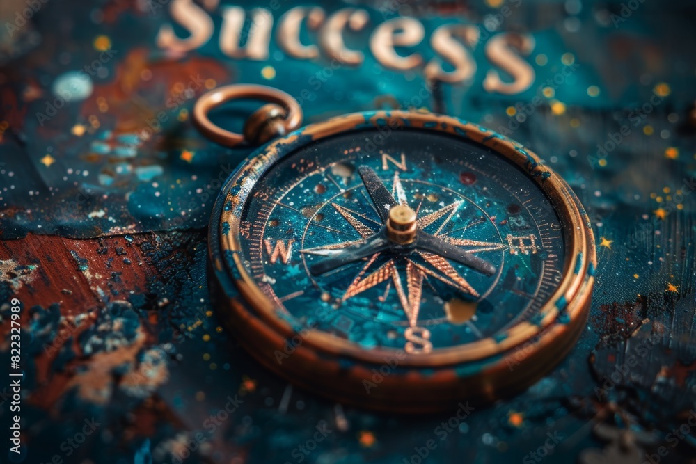 a banner illustrating reaching for success with a compass pointing towards the word success amid a backdrop of stars and galaxies a banner illustrating reaching for success with a compass pointing towards the word success amid a backdrop of stars and galaxies