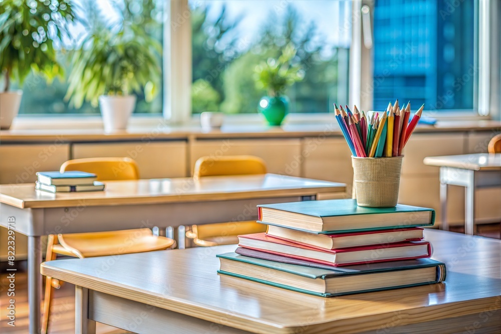 modern interior design with books and table modern interior design with books and table