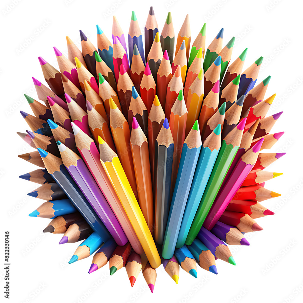 colorful pencils in random positions isolated on transparent background. AI GENERATED colorful pencils in random positions isolated on transparent background. AI GENERATED