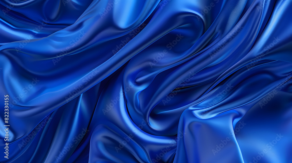 Obraz premium Navy blue silk satin. Silky shiny fabric. Dark luxury background with space for design. Banner. Wide. Long. Panoramic. Template. Empty. Flat lay, top view table