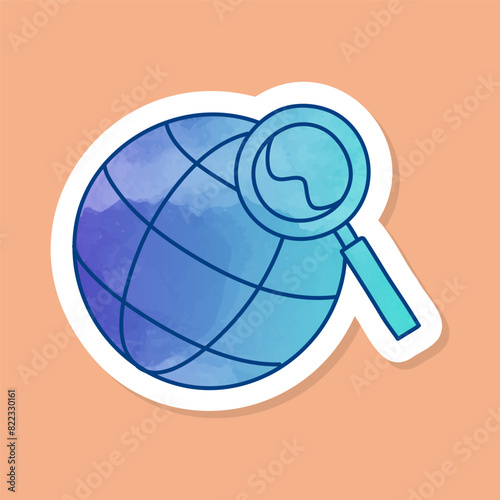 color sticker magnifier on globe