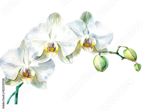 Weißes Orchideen blüte isoliert auf weißen Hintergrund, Freisteller photo