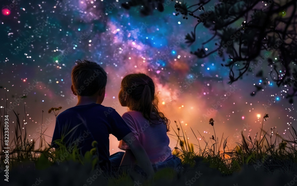 Children Gazing at the Starry Night Sky Children Gazing at the Starry Night Sky