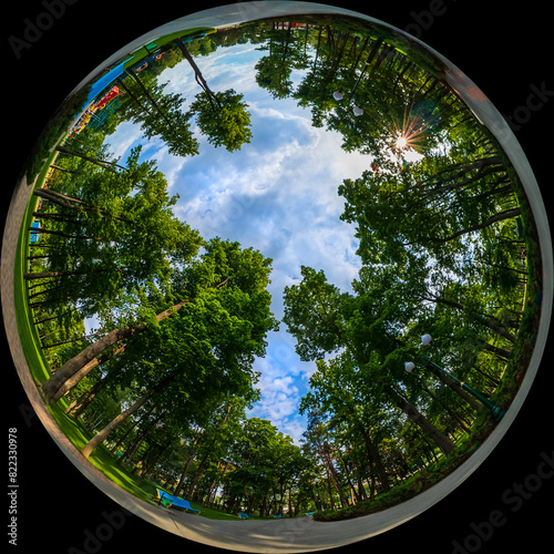 Obraz na płótnie Wide angle 180 degree view shot through a circular fisheye lens