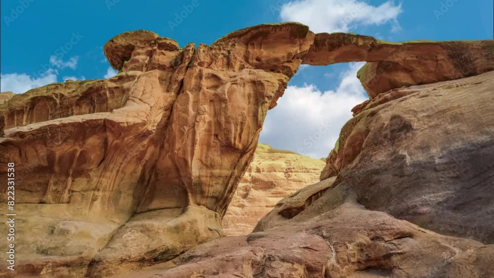 Jabal Umm Fruth Rock Bridge, in the Wadi Rum desert, Valley of the Moon in southern Jordan Jabal Umm Fruth Rock Bridge, in the Wadi Rum desert, Valley of the Moon in southern Jordan