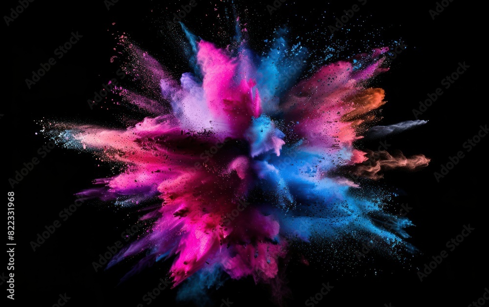 Explosive Color Burst on Black Background Explosive Color Burst on Black Background