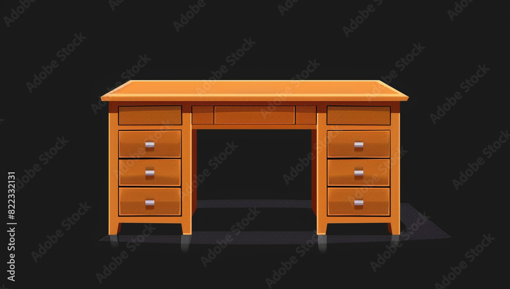 An office desk with two drawers on the left and right sides, isolated on a black background An office desk with two drawers on the left and right sides, isolated on a black background