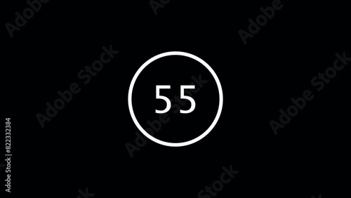 countdown in black 1min count down with white circle 