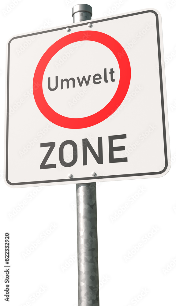 German street sign for environmental zone / low-emission zone where only cars with a certain emission level are allowed to enter. Isolated on transparent background. German street sign for environmental zone / low-emission zone where only cars with a certain emission level are allowed to enter. Isolated on transparent background.