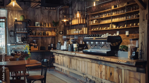 interior of a old bar, old cafe, vintage cafe