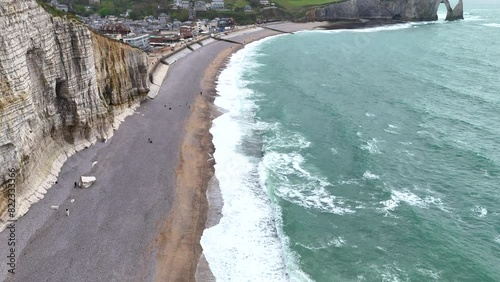 Etretat Porte dAval France Normandy Cliffs of Etretat Atlantic arches 4k drone  photo