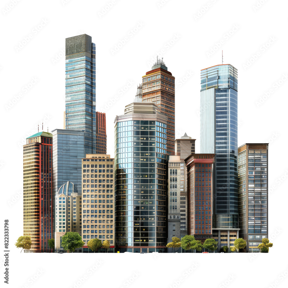 Obraz premium Cluster of tall buildings standing closely next to each other in a city skyline