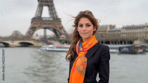 Elegant Parisian woman stro...
