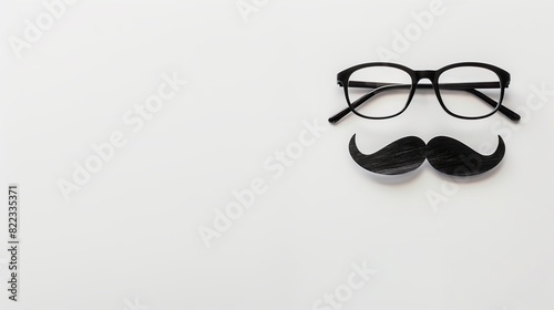 Black Eye Glasses and mustache Isolated on White. Generative Ai