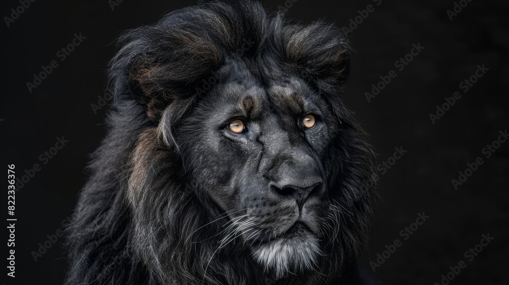 Naklejka premium portrait of a black lion.
