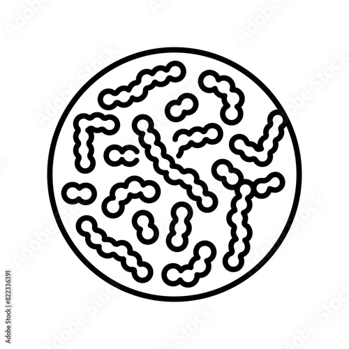 Lactococcus line black icon. Microscopic probiotics. Sign for web page, mobile app, button, logo. Vector isolated button.